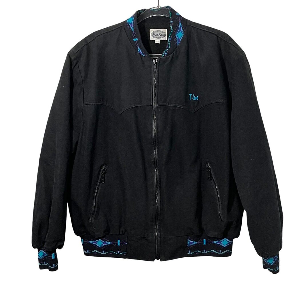 Work Jacket Men Size L Black Blanket Lined USA Montana Mission Valley Power Tim